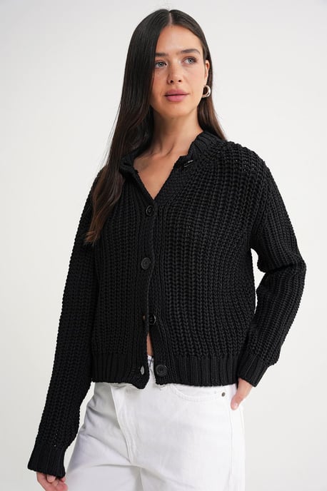 Strukturiertes Rippstrick-Cardigan mit Knöpfen - Image 3