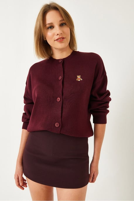 Bestickter Knopfleiste-Rippstrickcardigan - Image 4