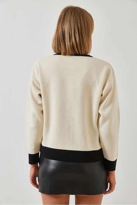 Gemusterter Acryl Rundhals-Cardigan mit Taschen - Image 3