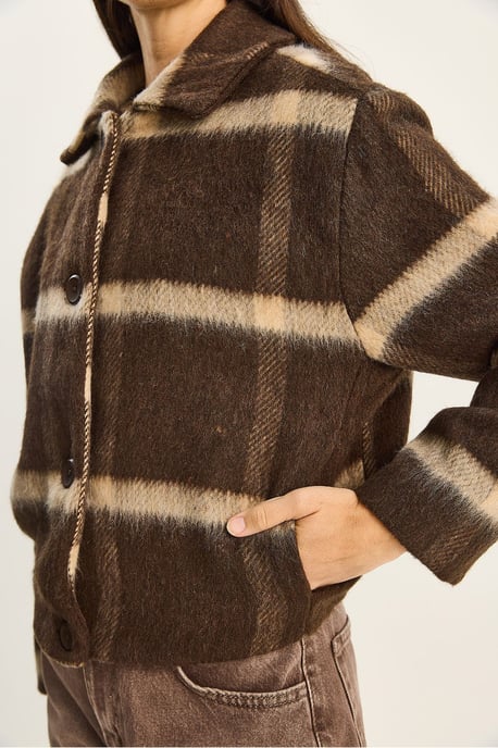 Bianco Lucci Gestreifte, strukturierte Jacke mit Knopfleiste, cropped Schnitt - Mehrfarbig - Image 6