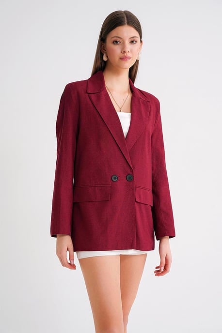 Leinenmischung Knopfblazer Jacke - Image 4