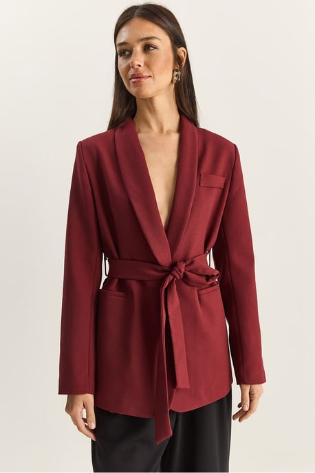 Regular Fit Blazerjacke mit Gürtel-Detail - Image 1