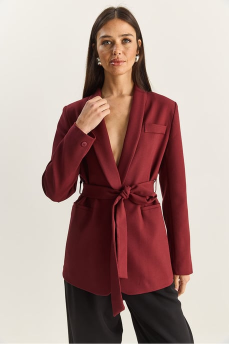 Regular Fit Blazerjacke mit Gürtel-Detail - Image 3