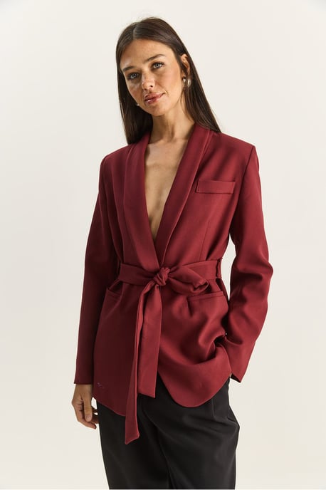 Regular Fit Blazerjacke mit Gürtel-Detail - Image 4