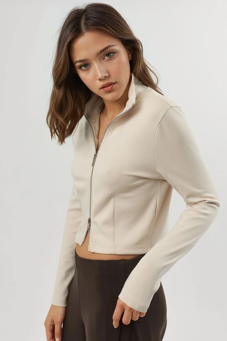 Taillierte Strickjacke mit Reißverschluss - Image 3