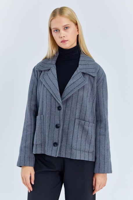 Übergroße Gestreifte Knopfjacke - Image 1