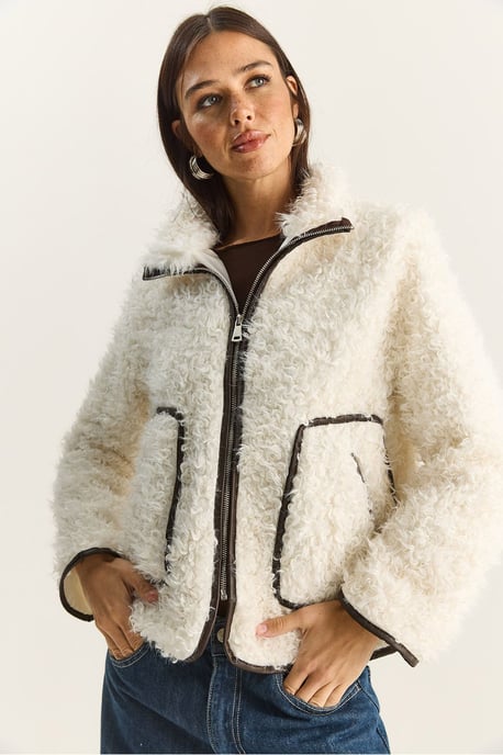 Fauxleder-Beschichtete Plüschjacke - Image 1