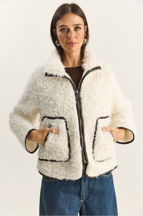 Fauxleder-Beschichtete Plüschjacke - Image 2