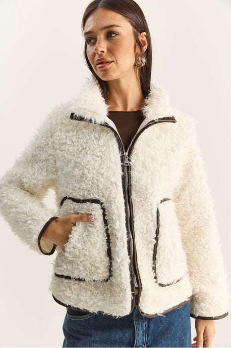 Fauxleder-Beschichtete Plüschjacke - Image 4