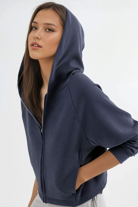 Kapuzensweatjacke mit durchgehendem Reißverschluss und Taschen - Image 2