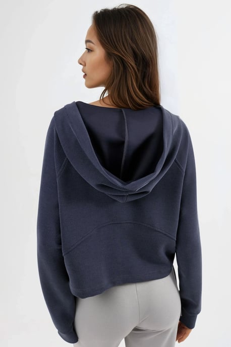 Kapuzensweatjacke mit durchgehendem Reißverschluss und Taschen - Image 3