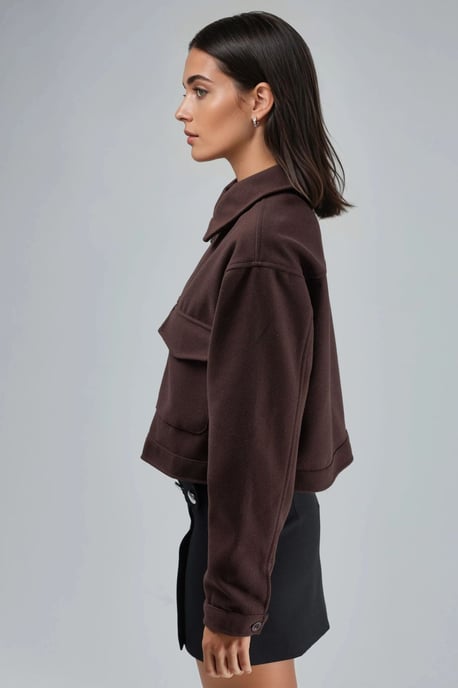 Kurze Gabardinejacke mit Reißverschluss und Tasche - Image 5