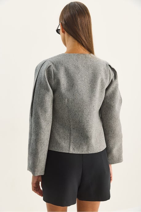 Strukturierte Jacke mit offener Kragen und Futter - Image 5