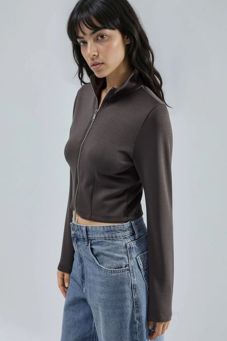 Taillierte Strickjacke mit Reißverschluss - Image 2