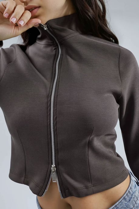 Taillierte Strickjacke mit Reißverschluss - Image 6