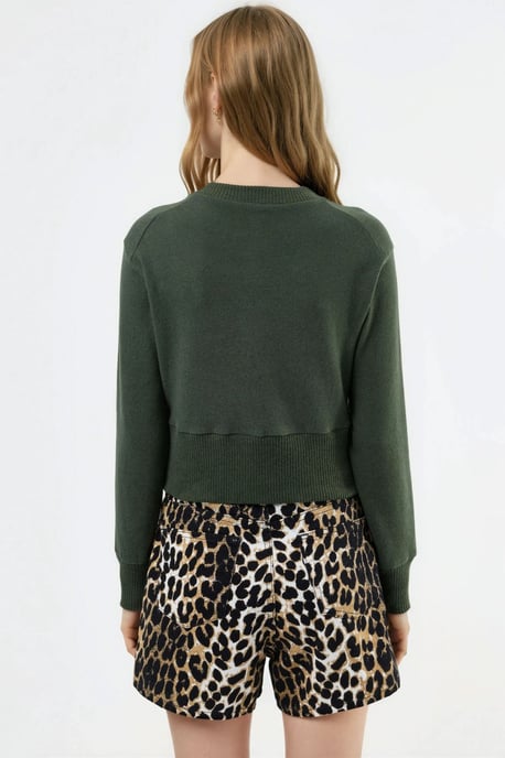 Lässige Cropped-Jacke mit Rundhalsausschnitt und Knopfleiste - Image 3