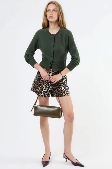 Lässige Cropped-Jacke mit Rundhalsausschnitt und Knopfleiste - Image 4