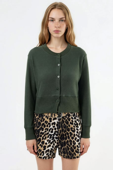 Lässige Cropped-Jacke mit Rundhalsausschnitt und Knopfleiste - Image 6