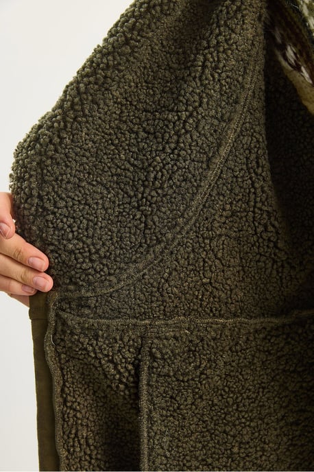 Faux-Fur-Beschichteter Knopfmantel - Image 6