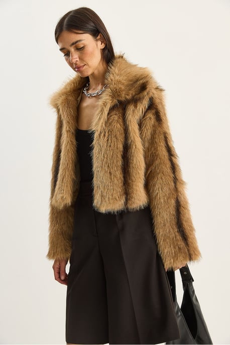 Musterhafte Plüsch-Faux-Fur-Jacke - Image 4