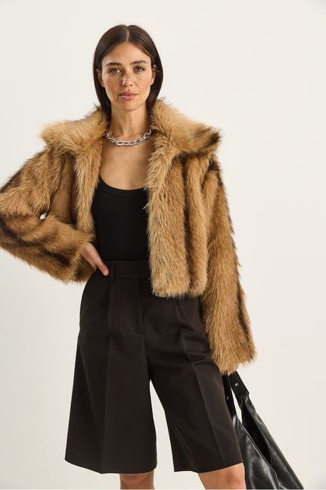 Musterhafte Plüsch-Faux-Fur-Jacke - Image 5