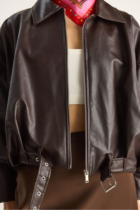 Kunstleder Bomberjacke mit Reißverschluss - Image 6