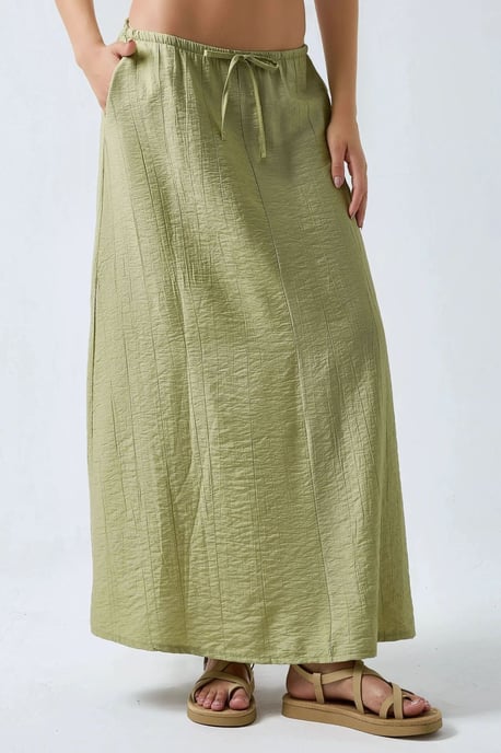 Kordelzug-Taille A-Linien Maxi-Rock - Image 1