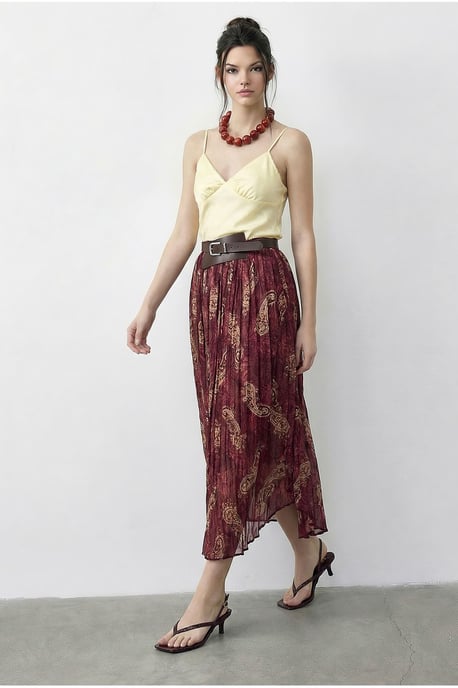 Hochtaillierter Paisley Maxi-Rock mit Gürtel - Image 2