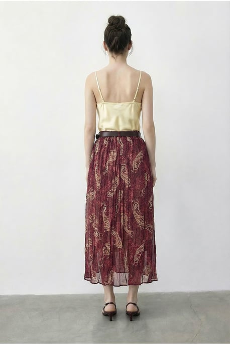 Hochtaillierter Paisley Maxi-Rock mit Gürtel - Image 4