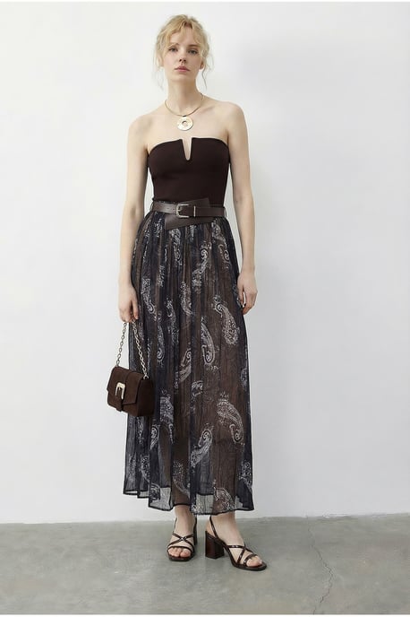Hochtailler Paisley Maxi-Rock mit Gürtel - Image 3