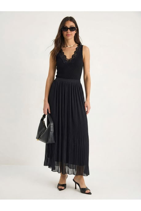 Hohe Taille Faltenmaxirock - Image 1