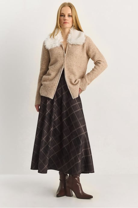 Hochtaillierter Maxi A-Linie Karo-Rock - Image 1