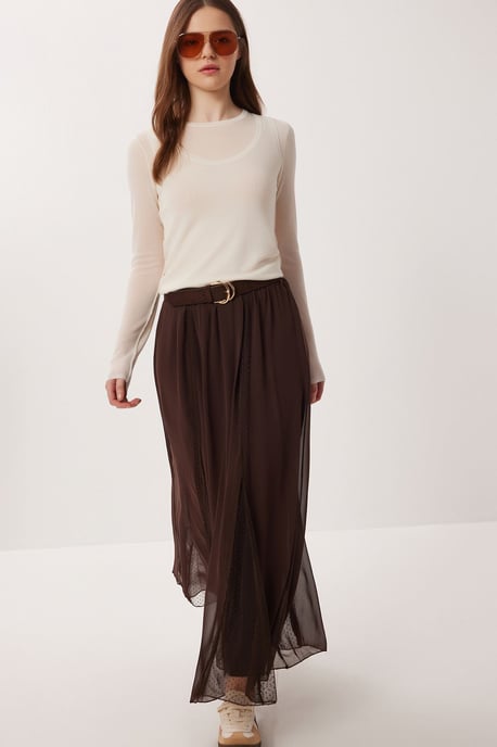 Hoch taillierter Maxi-Rock aus Chiffon - Image 1
