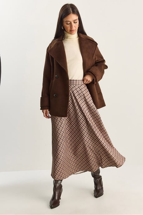 Kariertes Hochgeschnittenes Maxikleid - Image 3