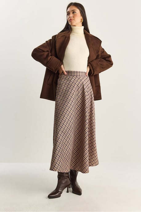 Kariertes Hochgeschnittenes Maxikleid - Image 4