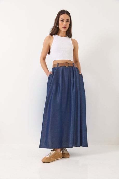 Maxi-Jeansrock mit Schnalle und Taschen - Image 2