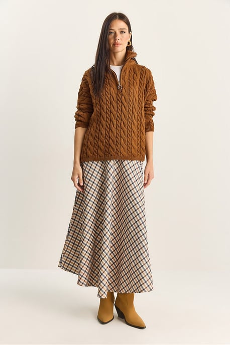Karierte Hohe Taille Maxi-Rock - Image 2