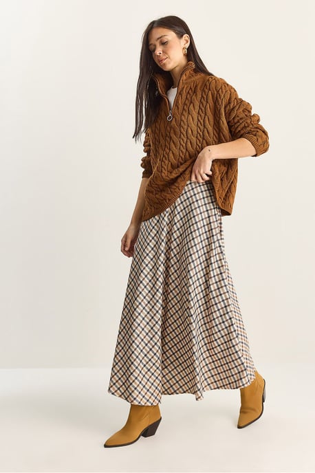 Karierte Hohe Taille Maxi-Rock - Image 3