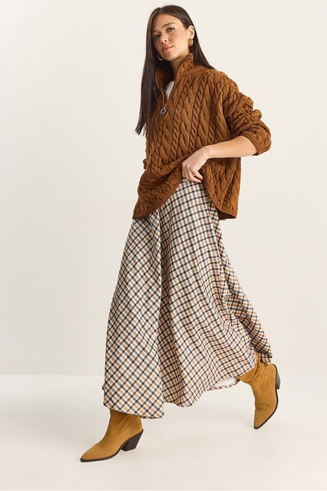 Karierte Hohe Taille Maxi-Rock - Image 4