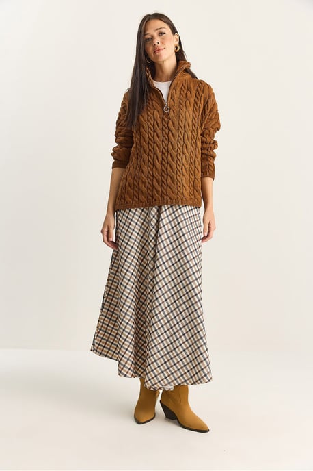 Karierte Hohe Taille Maxi-Rock - Image 5