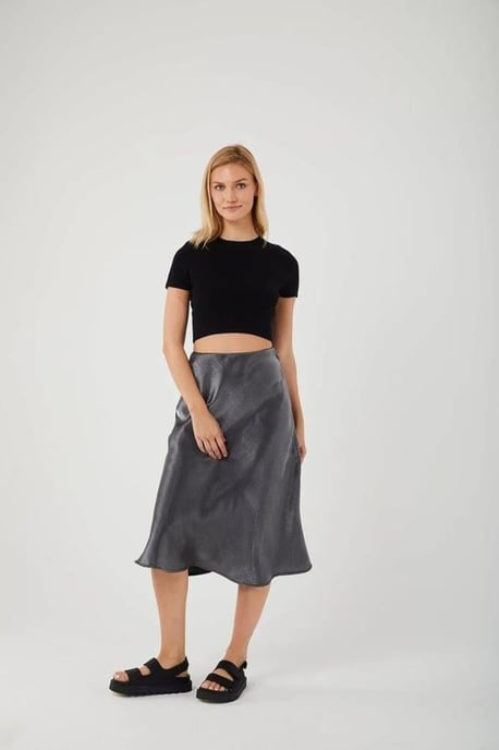 Satin-Midi-Rock mit elastischem Bund - Image 2