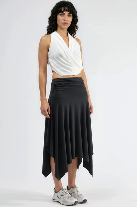 Weicher Touch Asymmetrischer Midirock - Image 2
