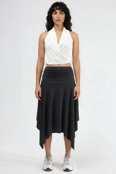 Weicher Touch Asymmetrischer Midirock - Image 6
