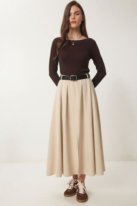 Gürtelter Midirock mit hoher Taille - Image 2