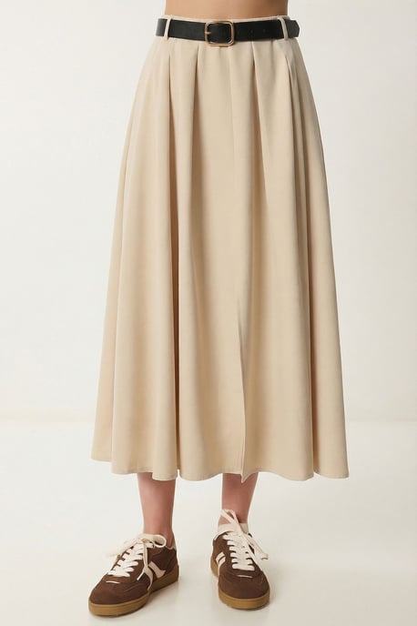 Gürtelter Midirock mit hoher Taille - Image 3