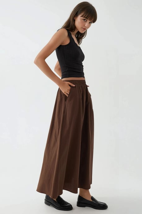 Elastischer Taillenslip Midi-Rock mit Taschen - Image 2