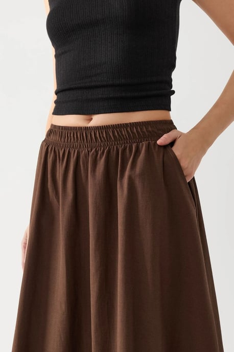 Elastischer Taillenslip Midi-Rock mit Taschen - Image 5