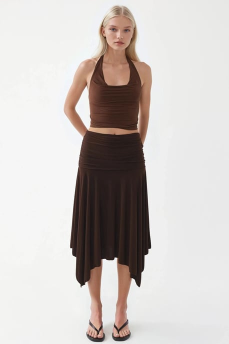 Asymmetrischer Midirock mit Drapierungsdetail - Image 5
