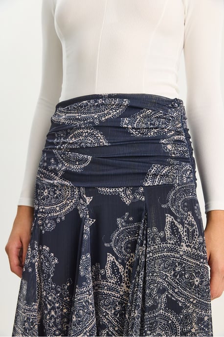 Hoch taillierter Midi-Rock mit ethnischem Print - Image 5
