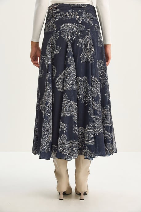 Hoch taillierter Midi-Rock mit ethnischem Print - Image 6